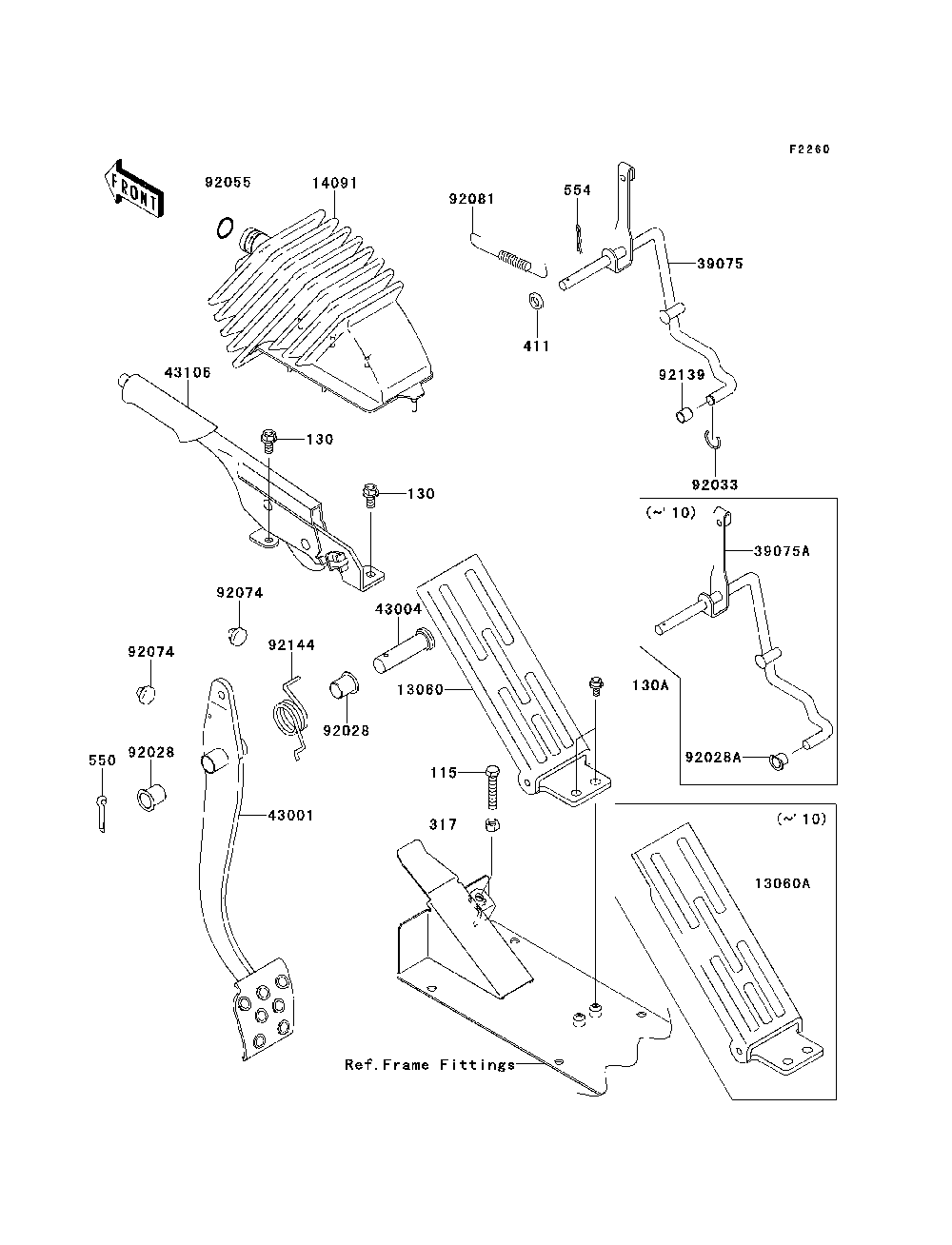 Brake Pedal/Throttle Lever Diagram and Parts List for KAF620PDF 2013 Kawasaki Lawn Tractor Accessories