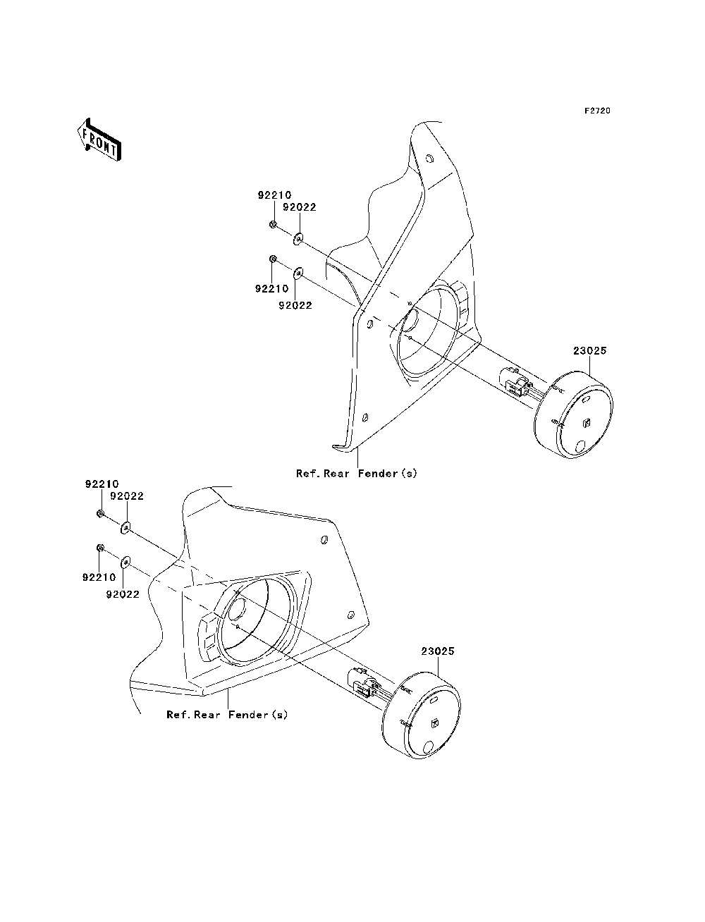 Taillight Diagram and Parts List for KRT800BEF 2014 Kawasaki Lawn Tractor Accessories
