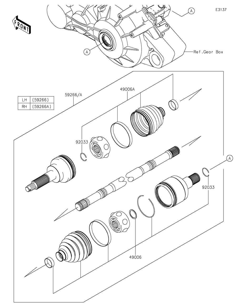 Drive Shaft-Rear Diagram and Parts List for KAF820CMFNL 2021 Kawasaki Lawn Tractor Accessories