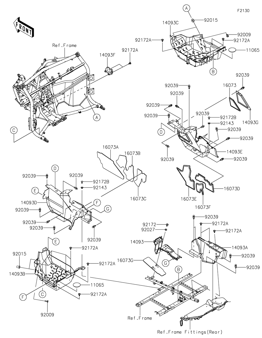 Frame Fittings Diagram and Parts List for KRF1000ALF 2020 Kawasaki Lawn Tractor Accessories