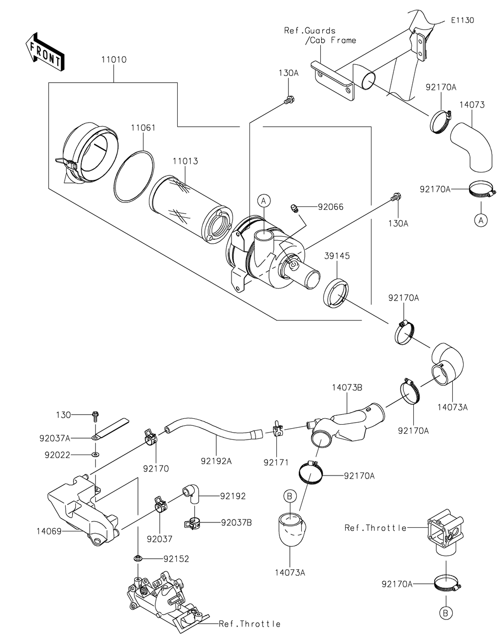 Air Cleaner Diagram and Parts List for KAF622AMFNN 2021 Kawasaki Lawn Tractor Accessories