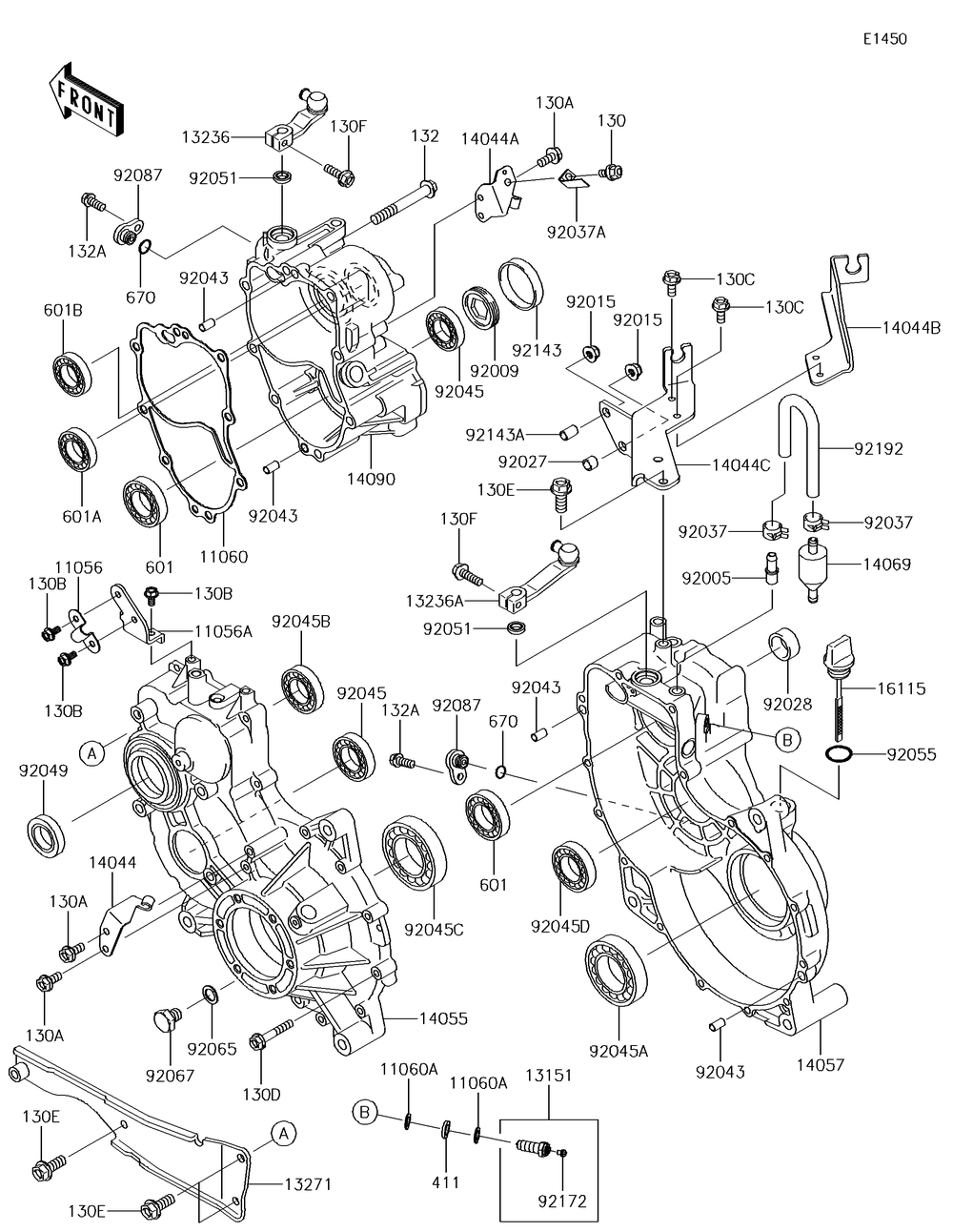 Gear Box Diagram and Parts List for KAF620VGF 2016 Kawasaki Lawn Tractor Accessories
