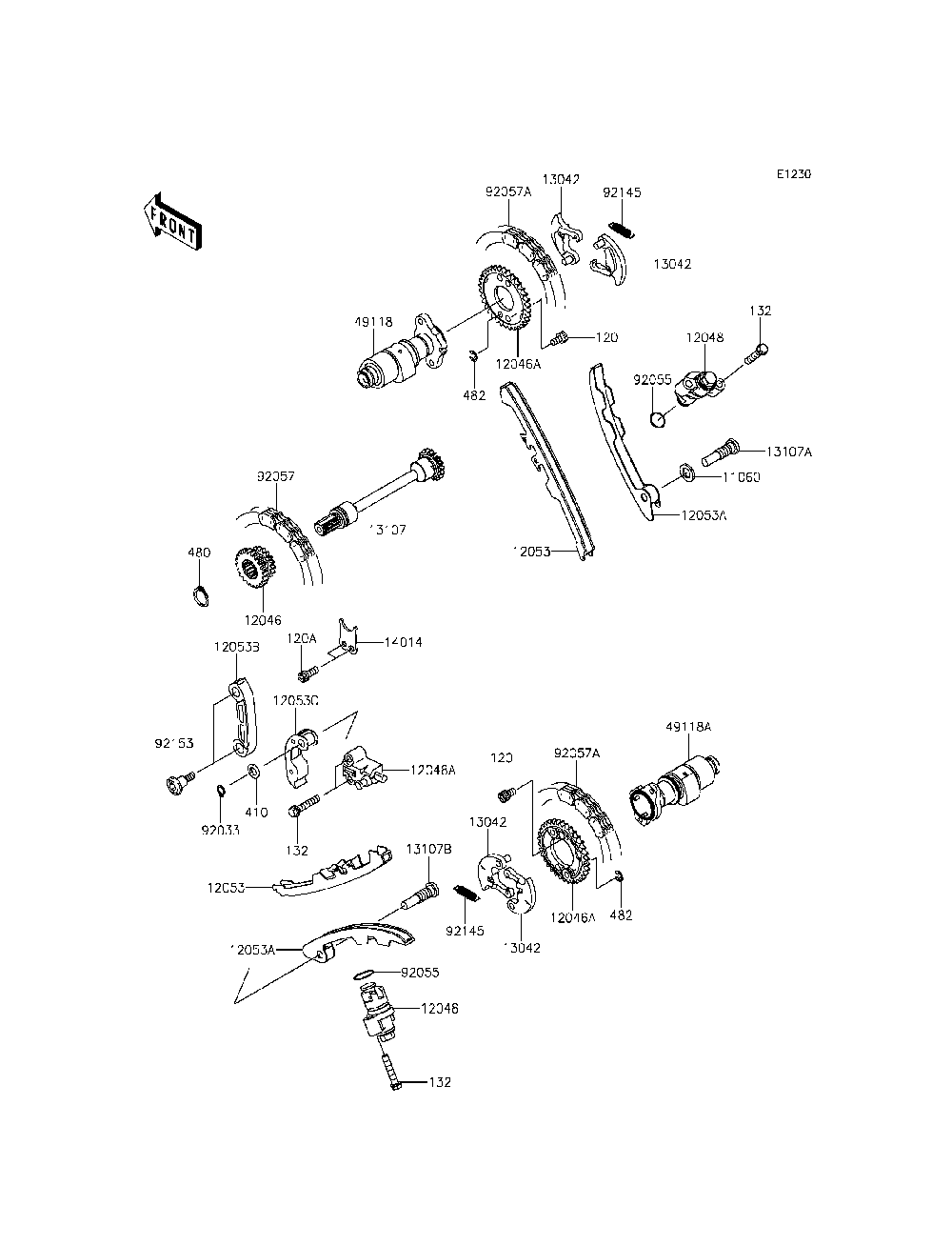 Camshaft Diagram and Parts List for KRT800CFF 2015 Kawasaki Lawn Tractor Accessories