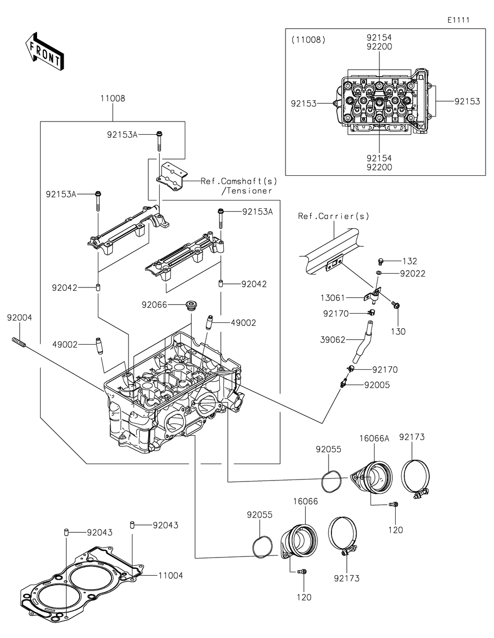 Cylinder Head Diagram and Parts List for KRT1000BPFNL 2023 Kawasaki Lawn Tractor Accessories