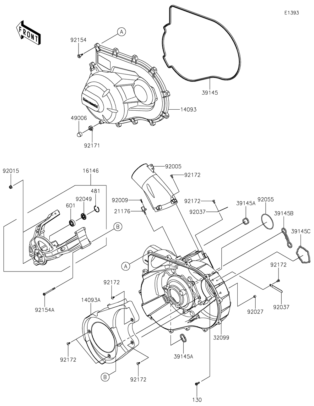 Converter Cover Diagram and Parts List for KRT1000BPFNL 2023 Kawasaki Lawn Tractor Accessories