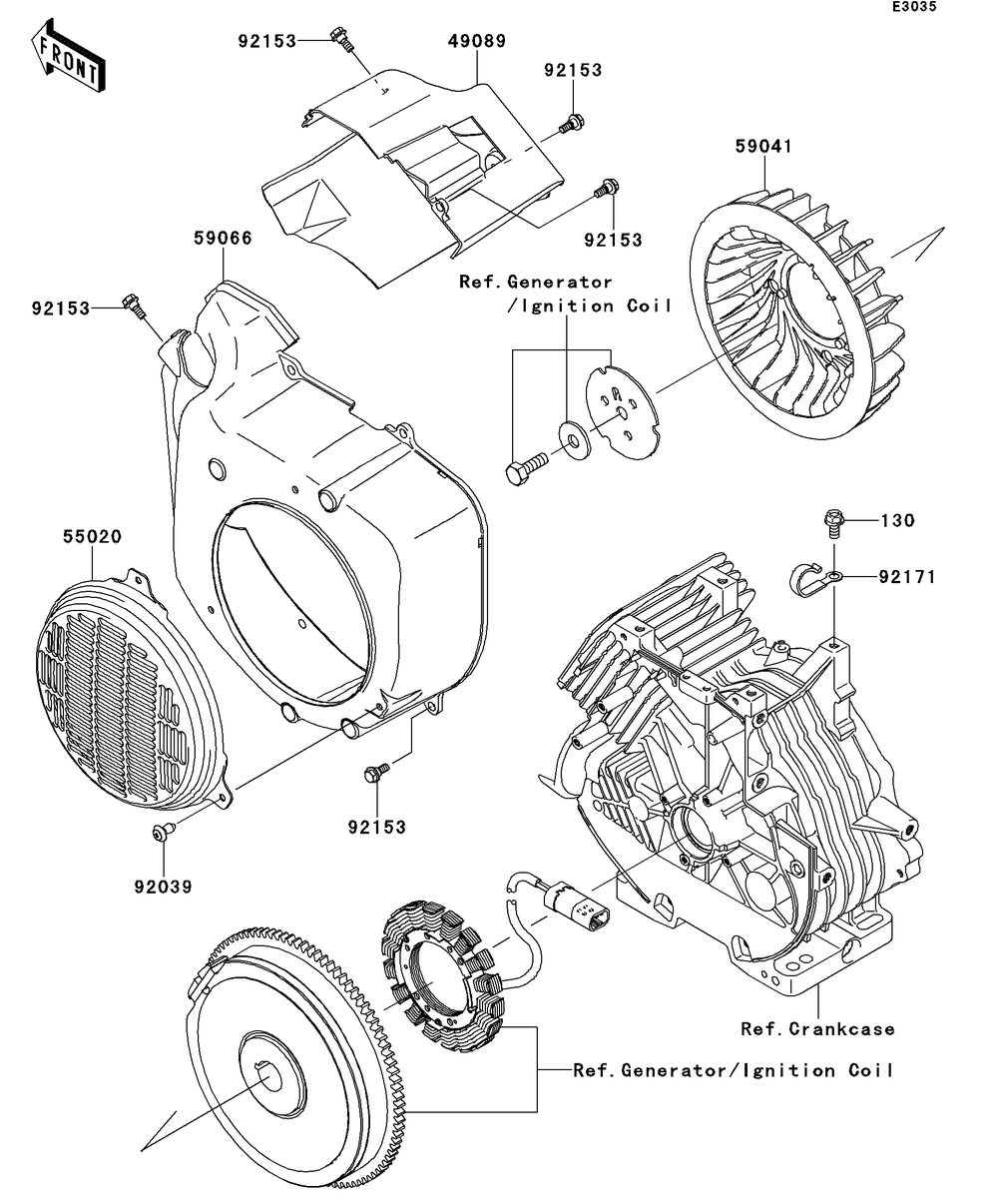 Cooling Diagram and Parts List for KAF400DEF 2014 Kawasaki Lawn Tractor Accessories
