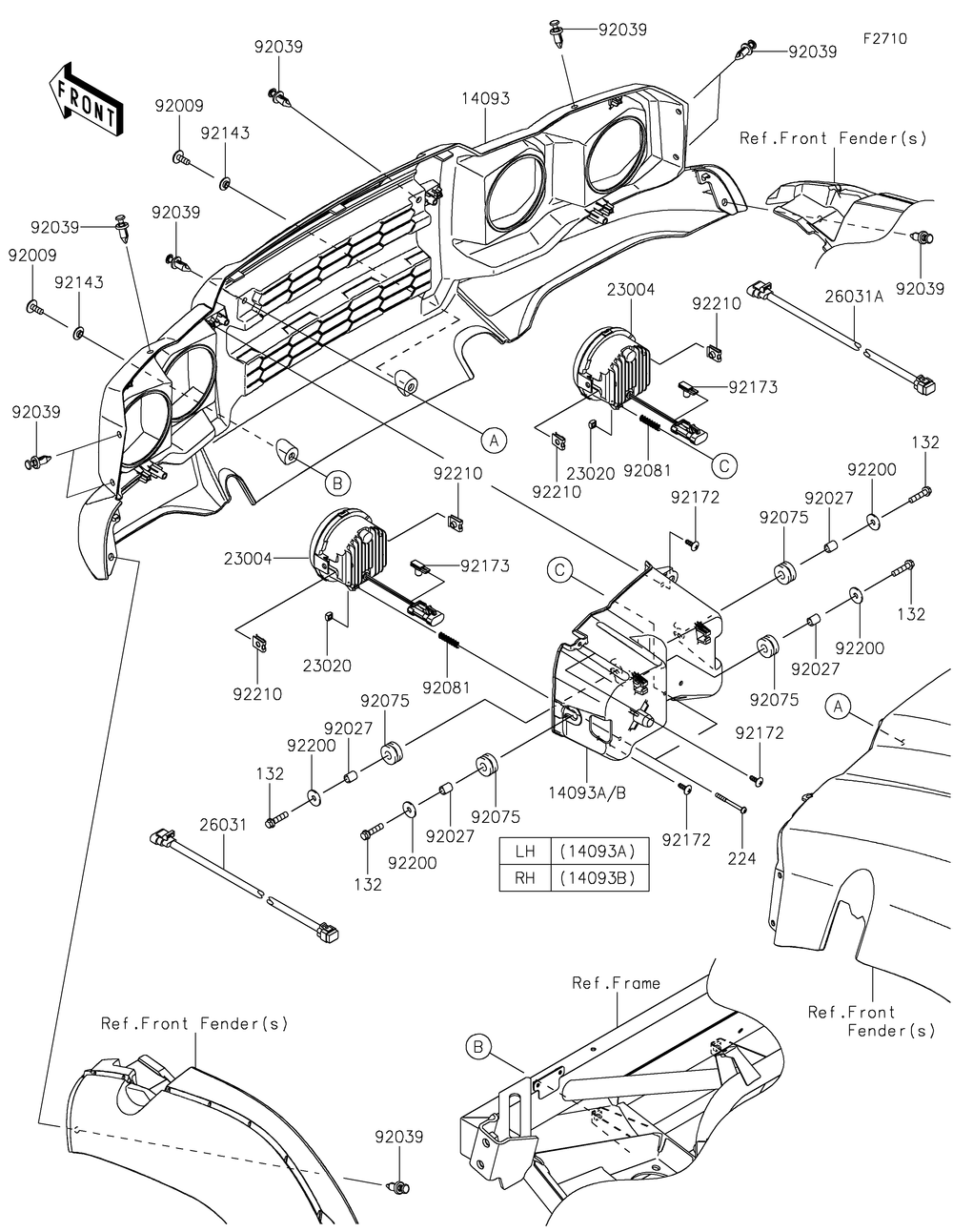 Headlight Diagram and Parts List for KAF400TKS 2019 Kawasaki Lawn Tractor Accessories