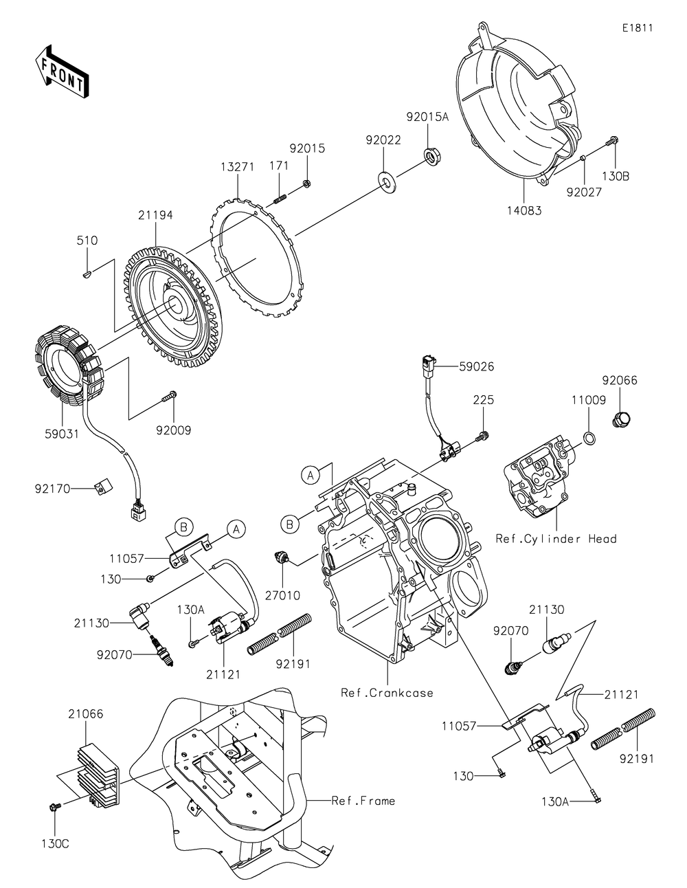 Generator/Ignition Coil Diagram and Parts List for KAF620ZMFNN 2021 Kawasaki Lawn Tractor Accessories