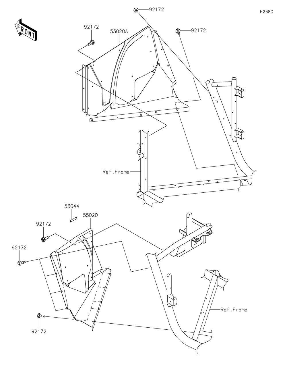 Guard Diagram and Parts List for KRF800FNFNN 2022 Kawasaki Lawn Tractor Accessories