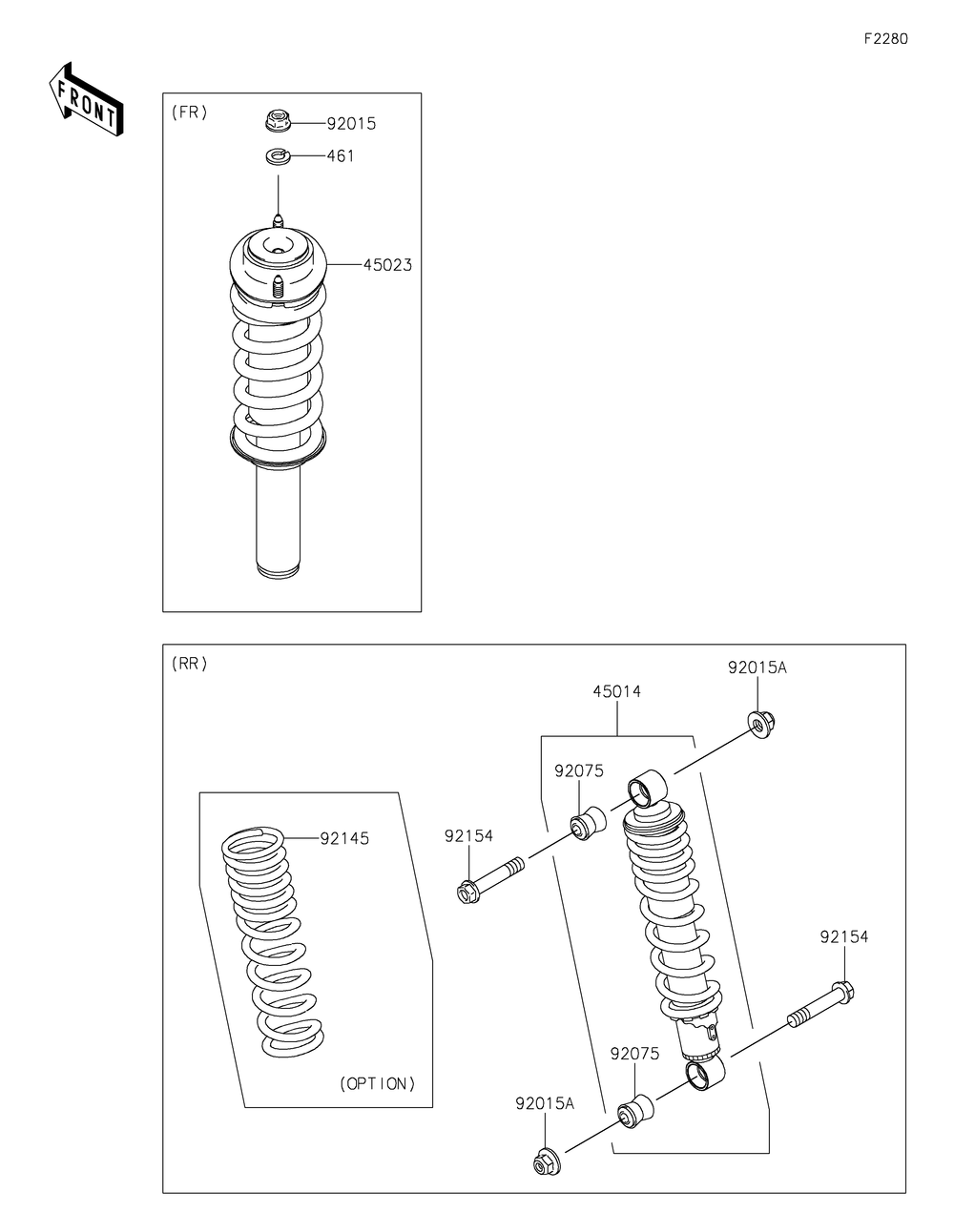 Shock Absorber Diagram and Parts List for KAF400JNFNN 2022 Kawasaki Lawn Tractor Accessories