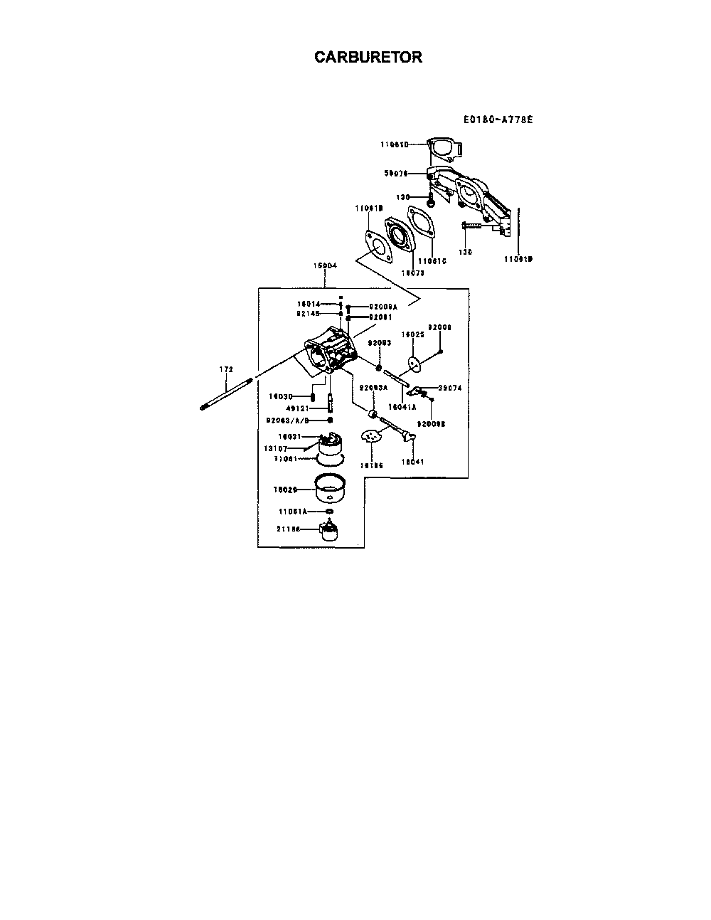 Carburetor Diagram and Parts List for FR691V-AS06  Kawasaki Engine
