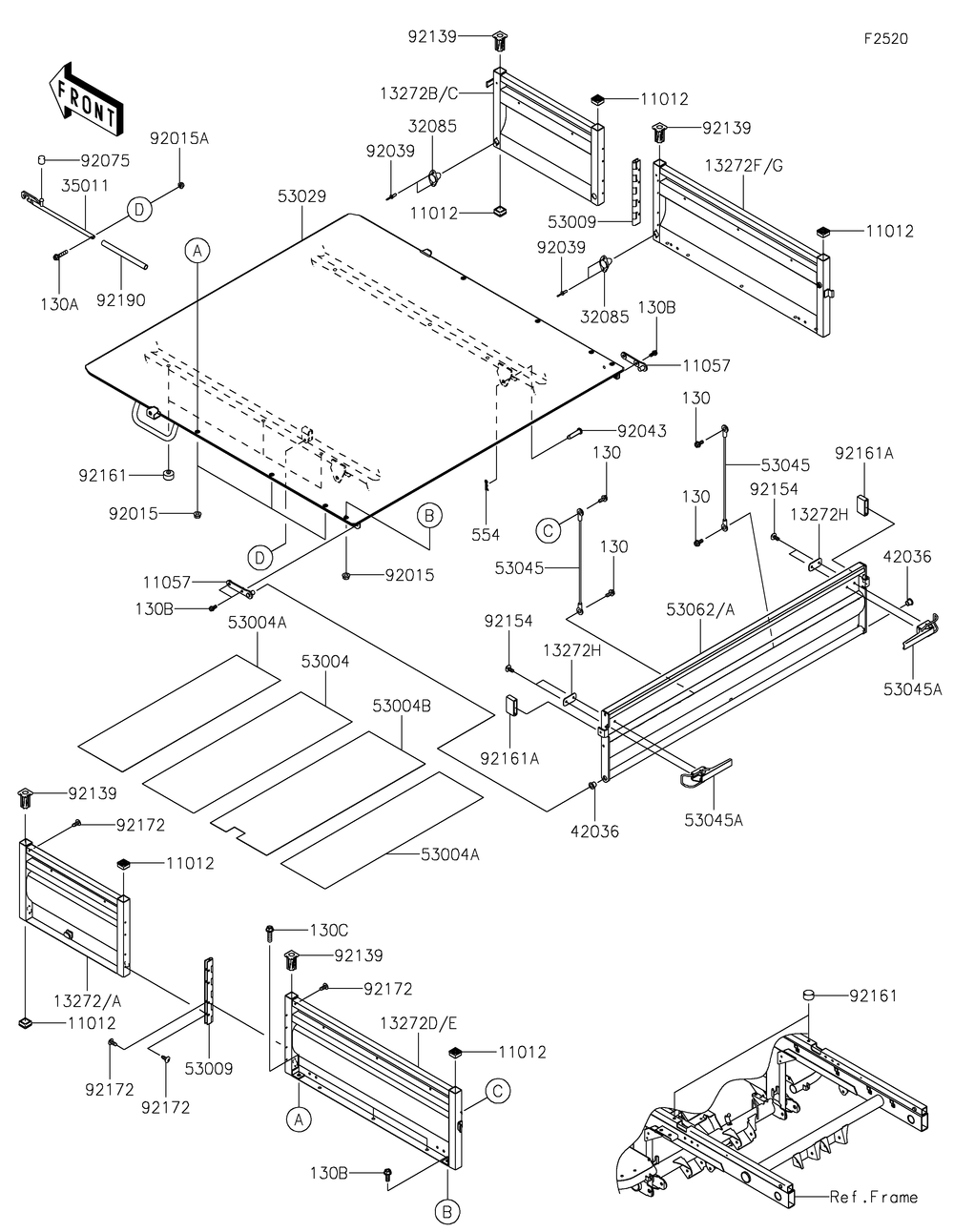 Carrier Diagram and Parts List for KAF620RMFNN 2021 Kawasaki Lawn Tractor Accessories