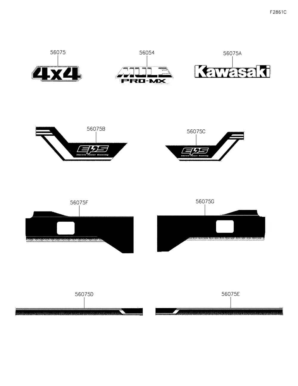 Decals(Green)(Blf) Diagram and Parts List for KAF700BLF 2020 Kawasaki Lawn Tractor Accessories