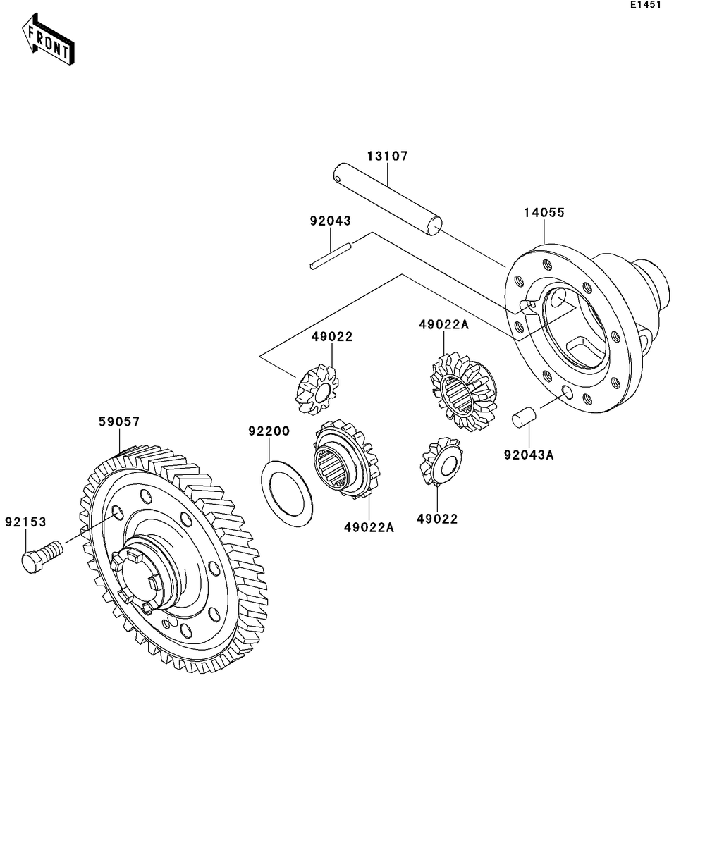 Differential Diagram and Parts List for KAF400AFF 2015 Kawasaki Lawn Tractor Accessories