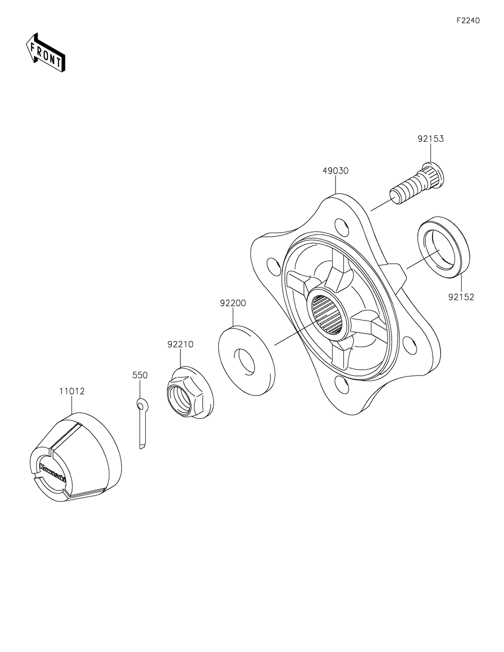 Rear Hubs/Brakes Diagram and Parts List for KRF800HLF 2020 Kawasaki Lawn Tractor Accessories