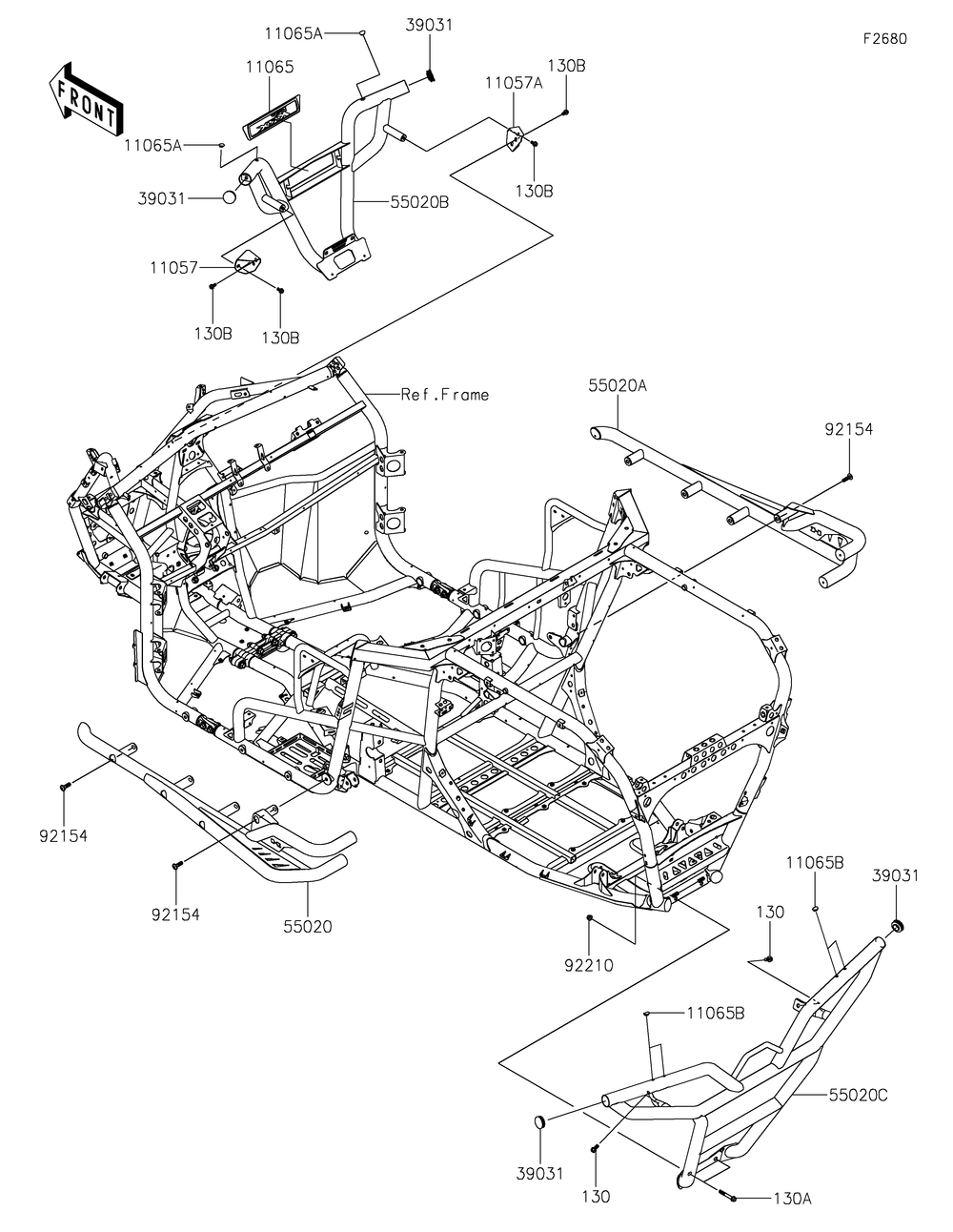 Guard Diagram and Parts List for KRF1000BMFNL 2021 Kawasaki Lawn Tractor Accessories