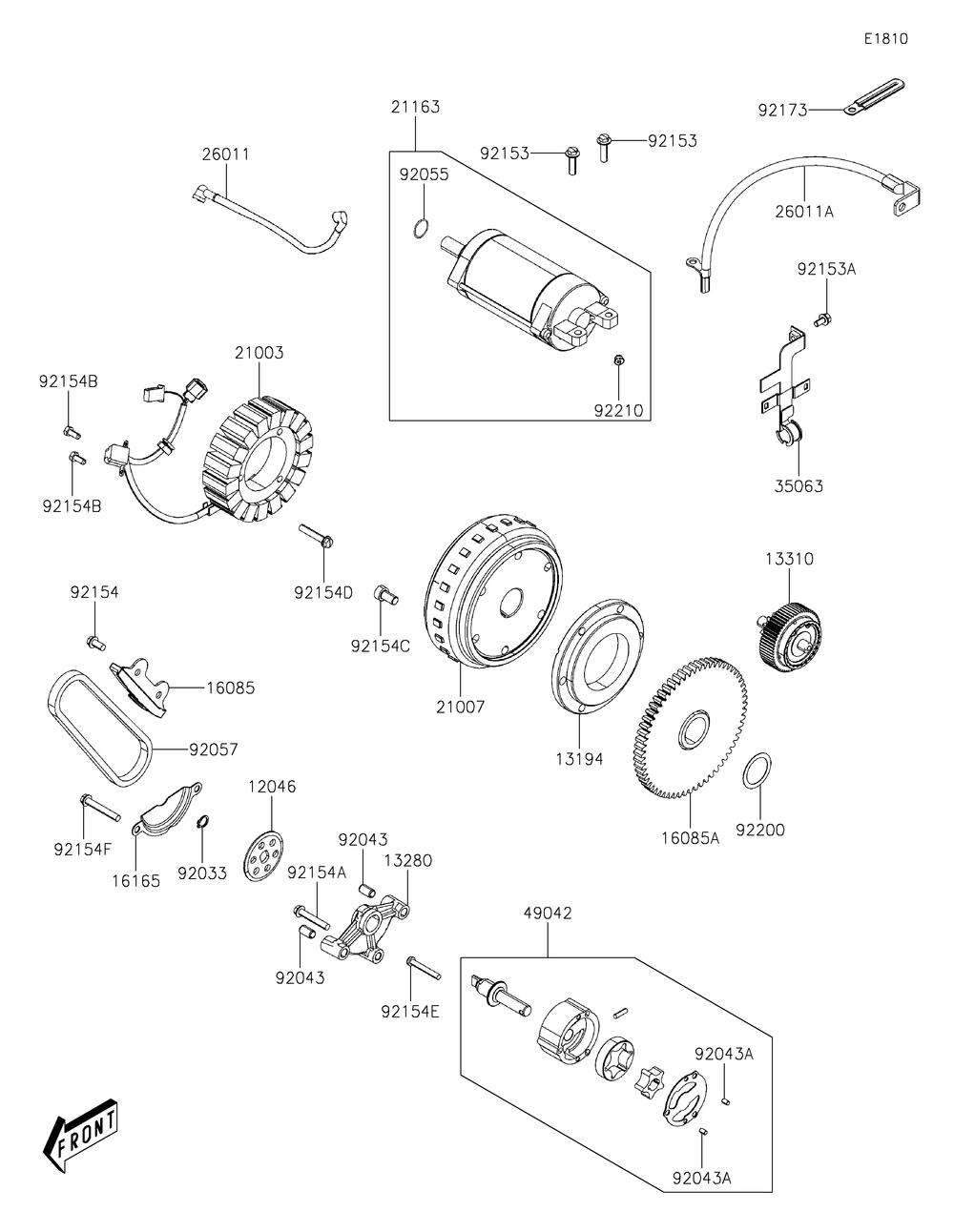 Generator Diagram and Parts List for KAF700AKF 2019 Kawasaki Lawn Tractor Accessories