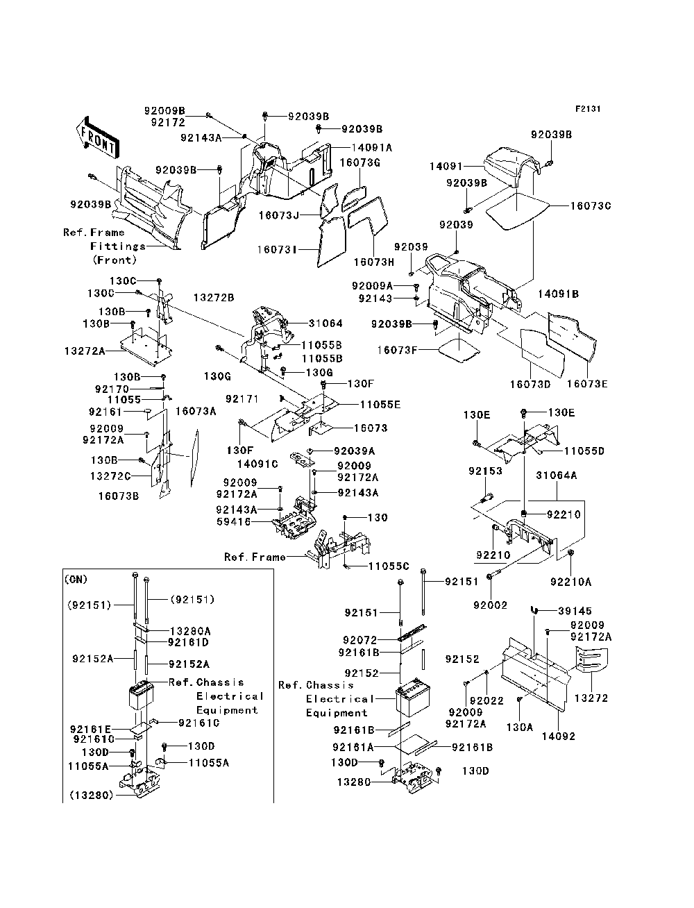 Frame Fittings-Rear Diagram and Parts List for KRF750RCS 2012 Kawasaki Lawn Tractor Accessories