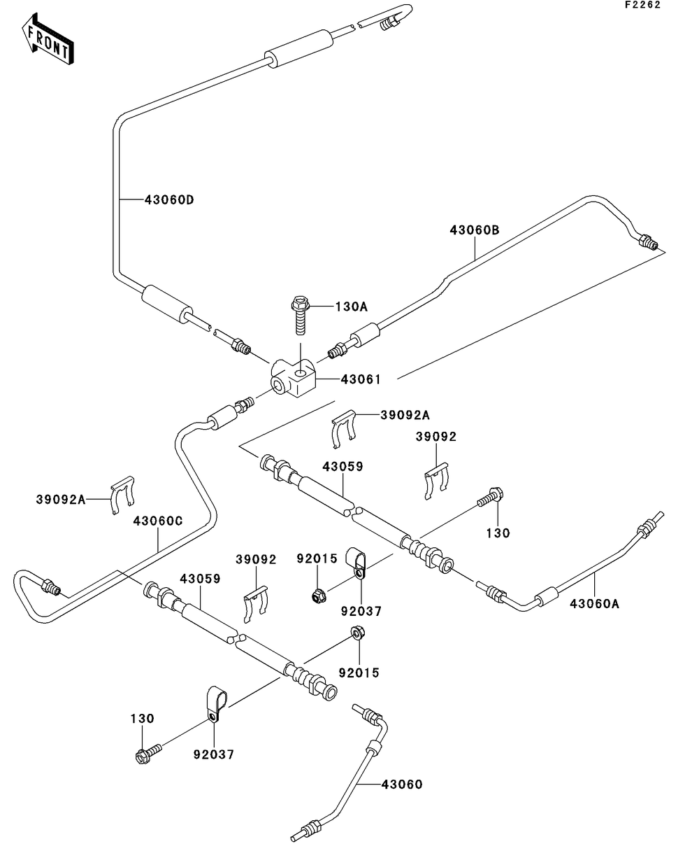 Brake Piping Diagram and Parts List for KAF620SDF 2013 Kawasaki Lawn Tractor Accessories