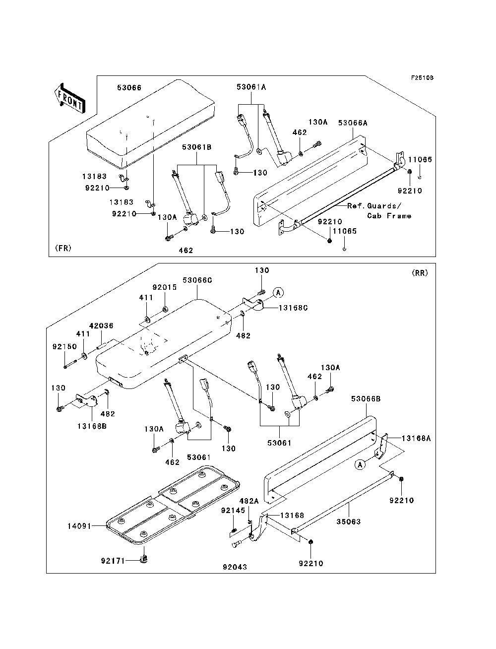 Seat Diagram and Parts List for KAF620K8F 2008 Kawasaki Lawn Tractor Accessories