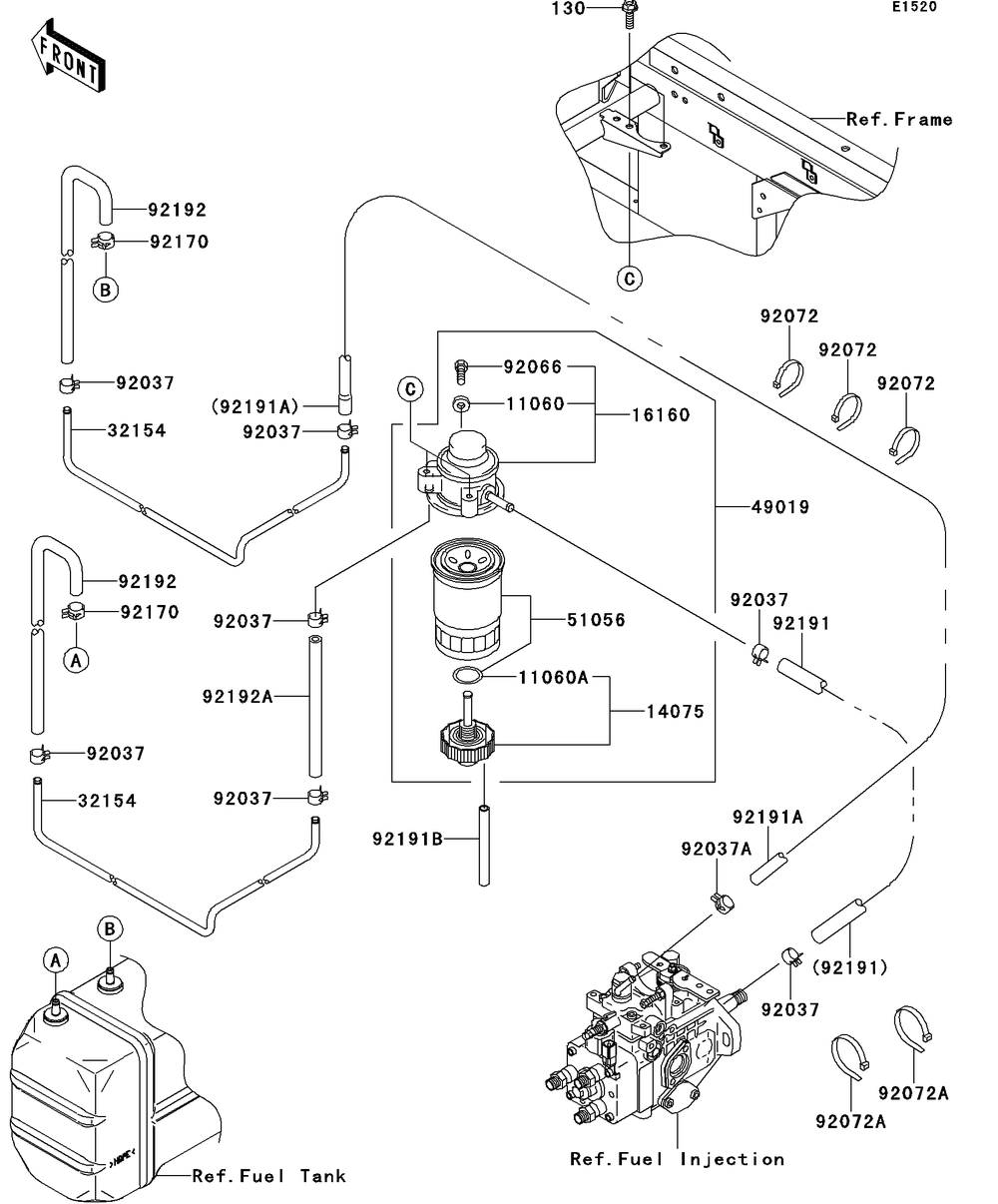 Fuel Pump Diagram and Parts List for KAF950GDF 2013 Kawasaki Lawn Tractor Accessories