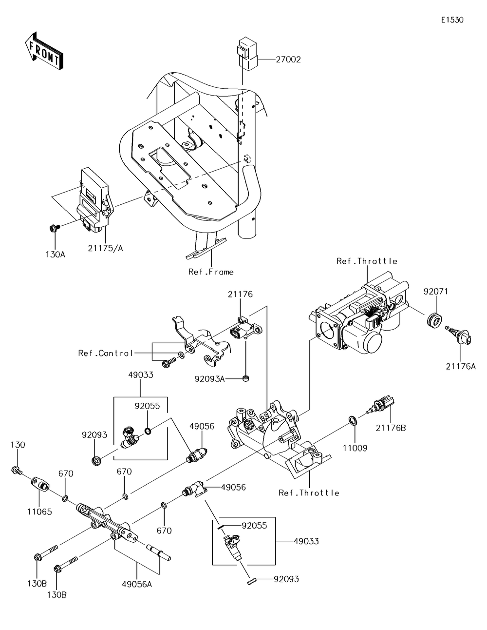Fuel Injection Diagram and Parts List for KAF620SGF 2016 Kawasaki Lawn Tractor Accessories