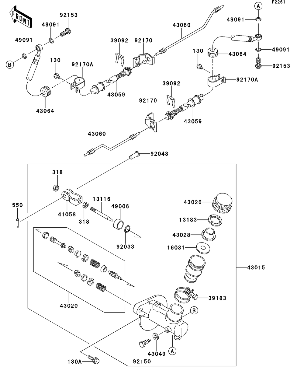 Master Cylinder Diagram and Parts List for KAF620RDFA 2013 Kawasaki Lawn Tractor Accessories