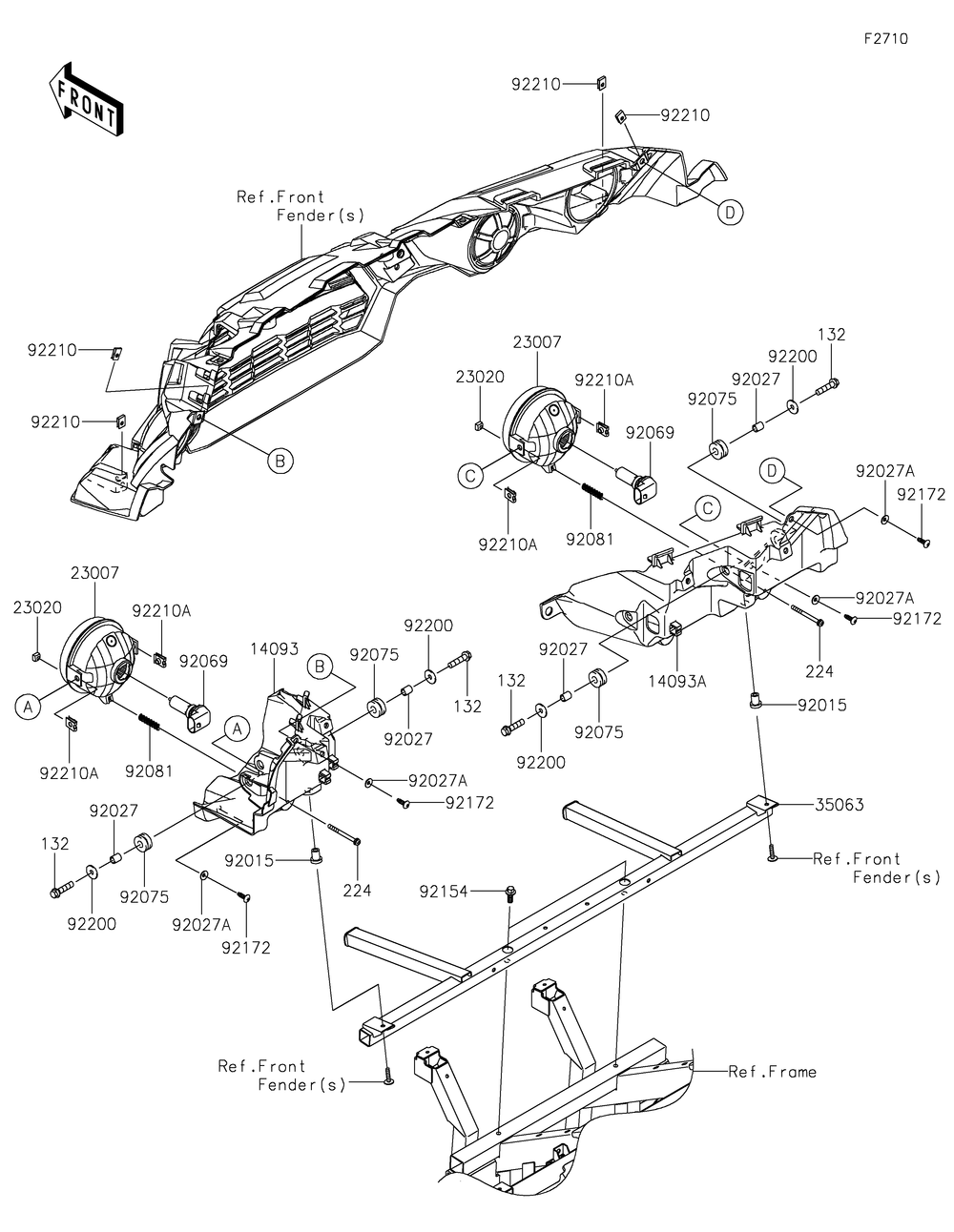 Headlight Diagram and Parts List for KRF800FNFNN 2022 Kawasaki Lawn Tractor Accessories