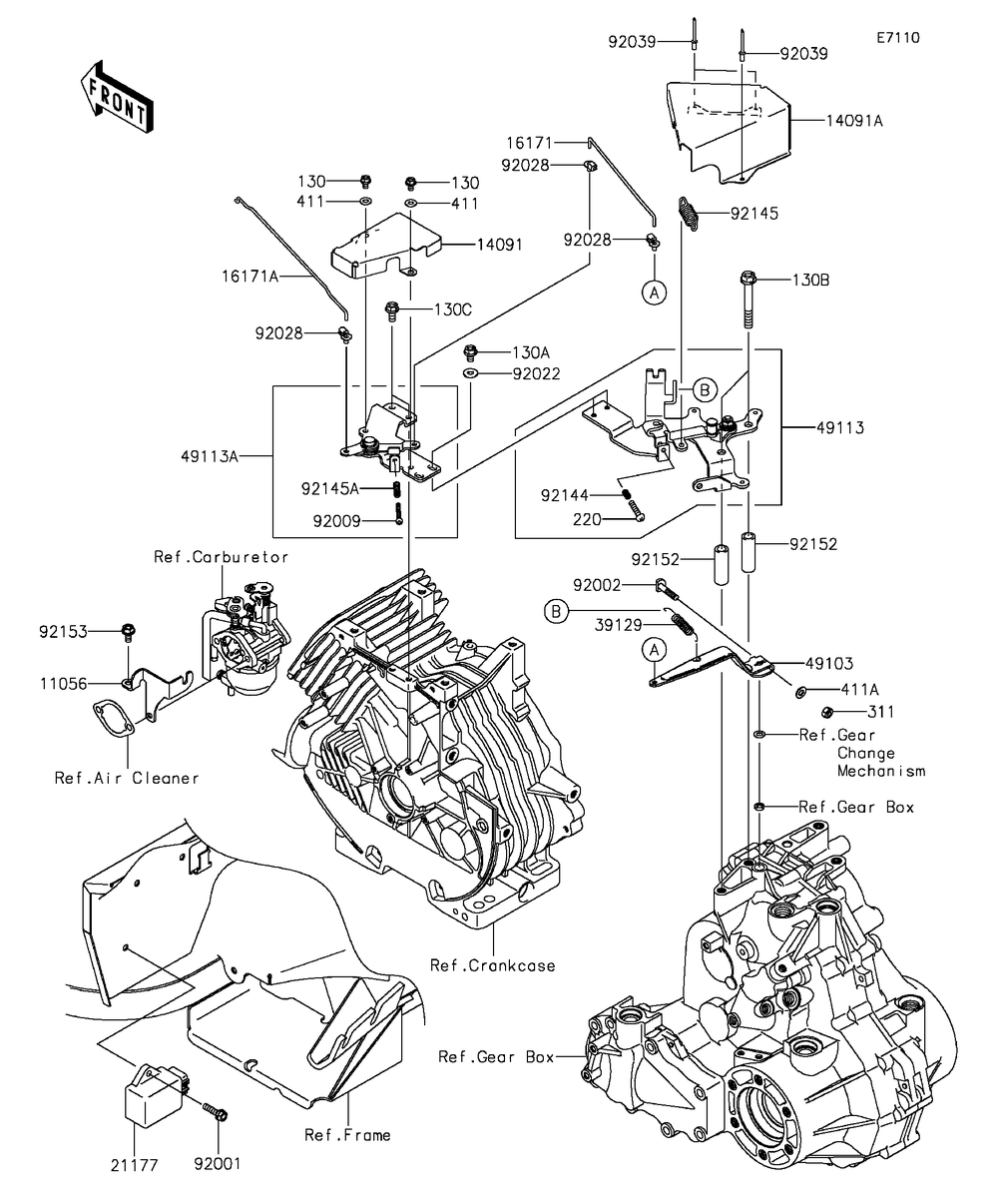 Control Diagram and Parts List for KAF400DFF 2015 Kawasaki Lawn Tractor Accessories
