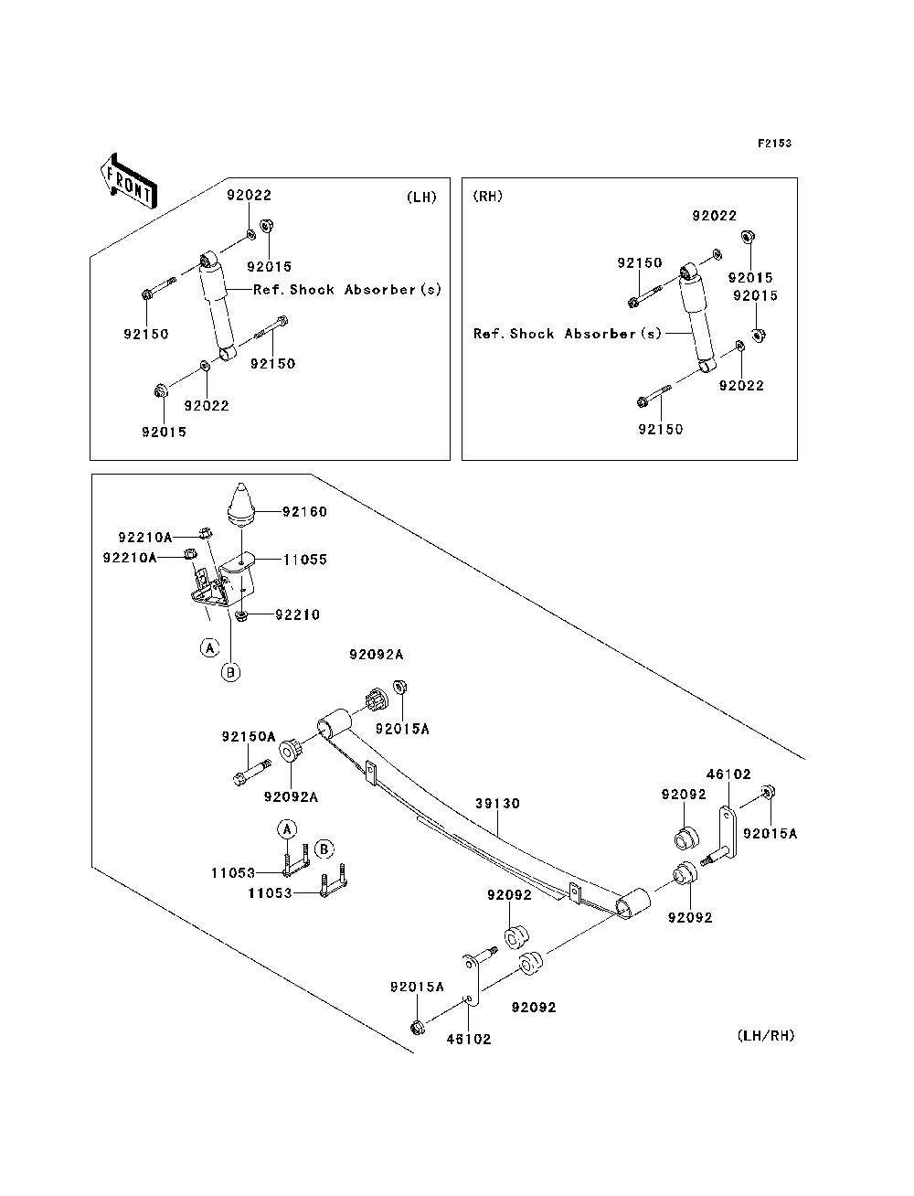 Rear Suspension Diagram and Parts List for KAF620MDF 2013 Kawasaki Lawn Tractor Accessories