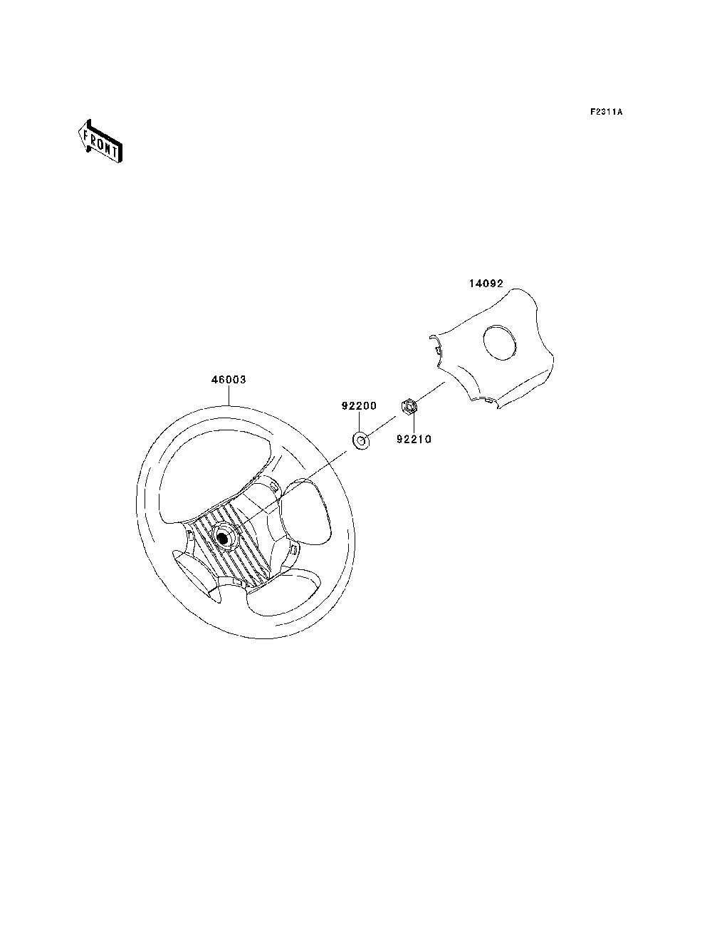 Steering Wheel Diagram and Parts List for KAF620MDF 2013 Kawasaki Lawn Tractor Accessories