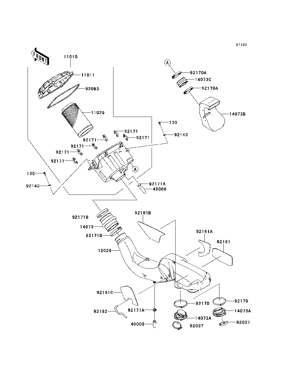 Air Cleaner Diagram and Parts List for KRT800BEF 2014 Kawasaki Lawn Tractor Accessories