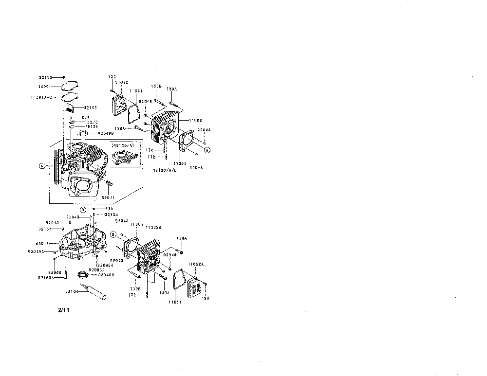 Cylinder/crankcase Diagram and Parts List for FR651V-BS00  Kawasaki Engine