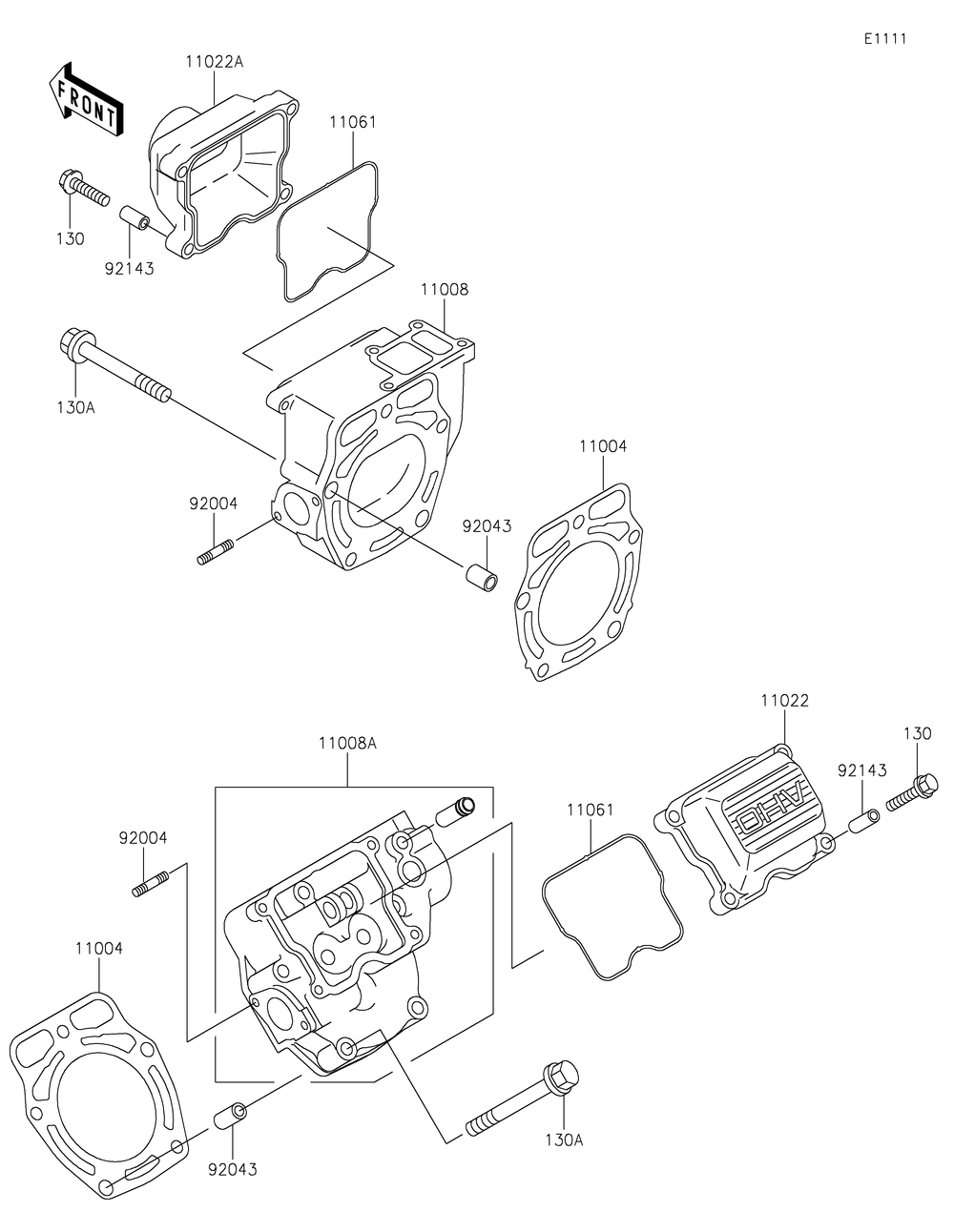 Cylinder Head Diagram and Parts List for KAF620MLF 2020 Kawasaki Lawn Tractor Accessories