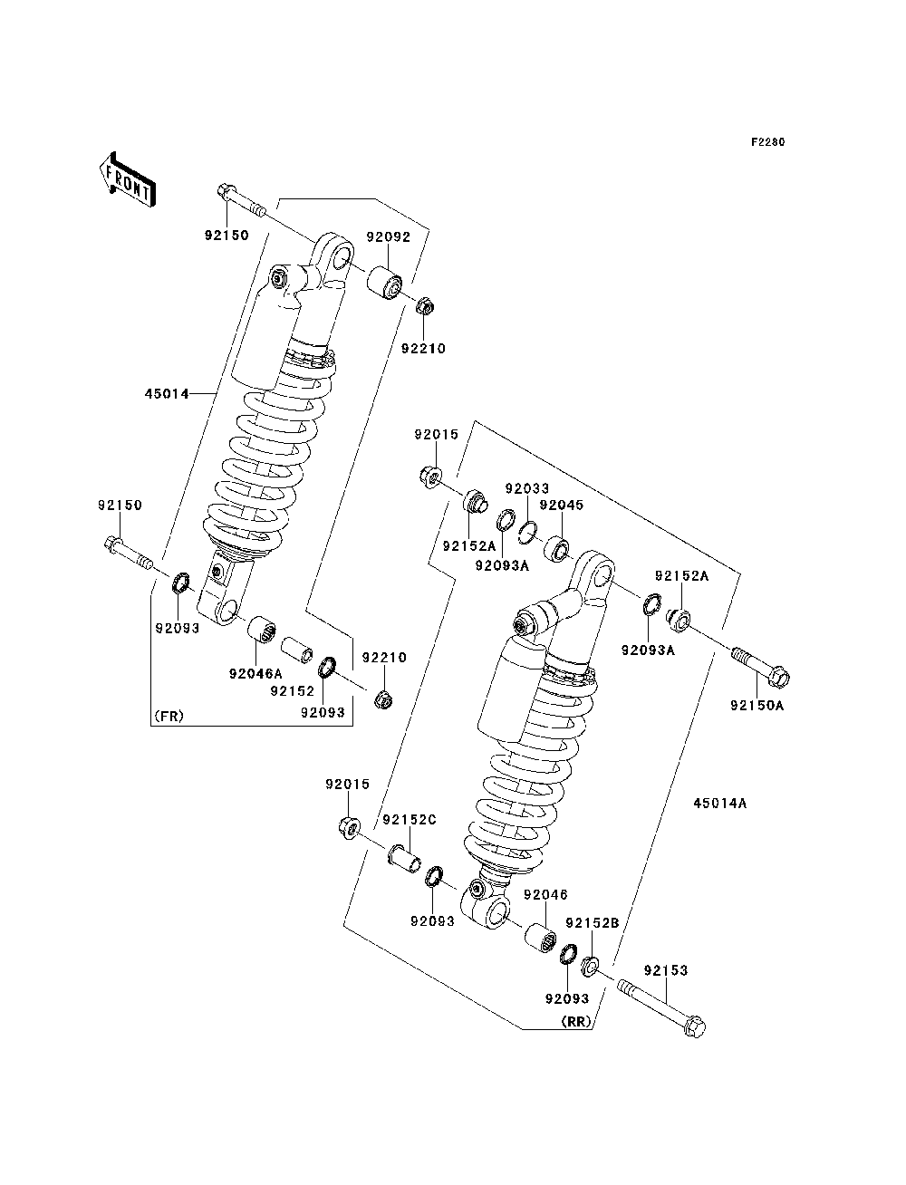 Shock Absorber Diagram and Parts List for KRF750SDF 2013 Kawasaki Lawn Tractor Accessories