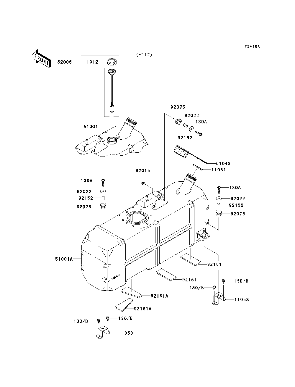 Fuel Tank Diagram and Parts List for KAF620MDF 2013 Kawasaki Lawn Tractor Accessories