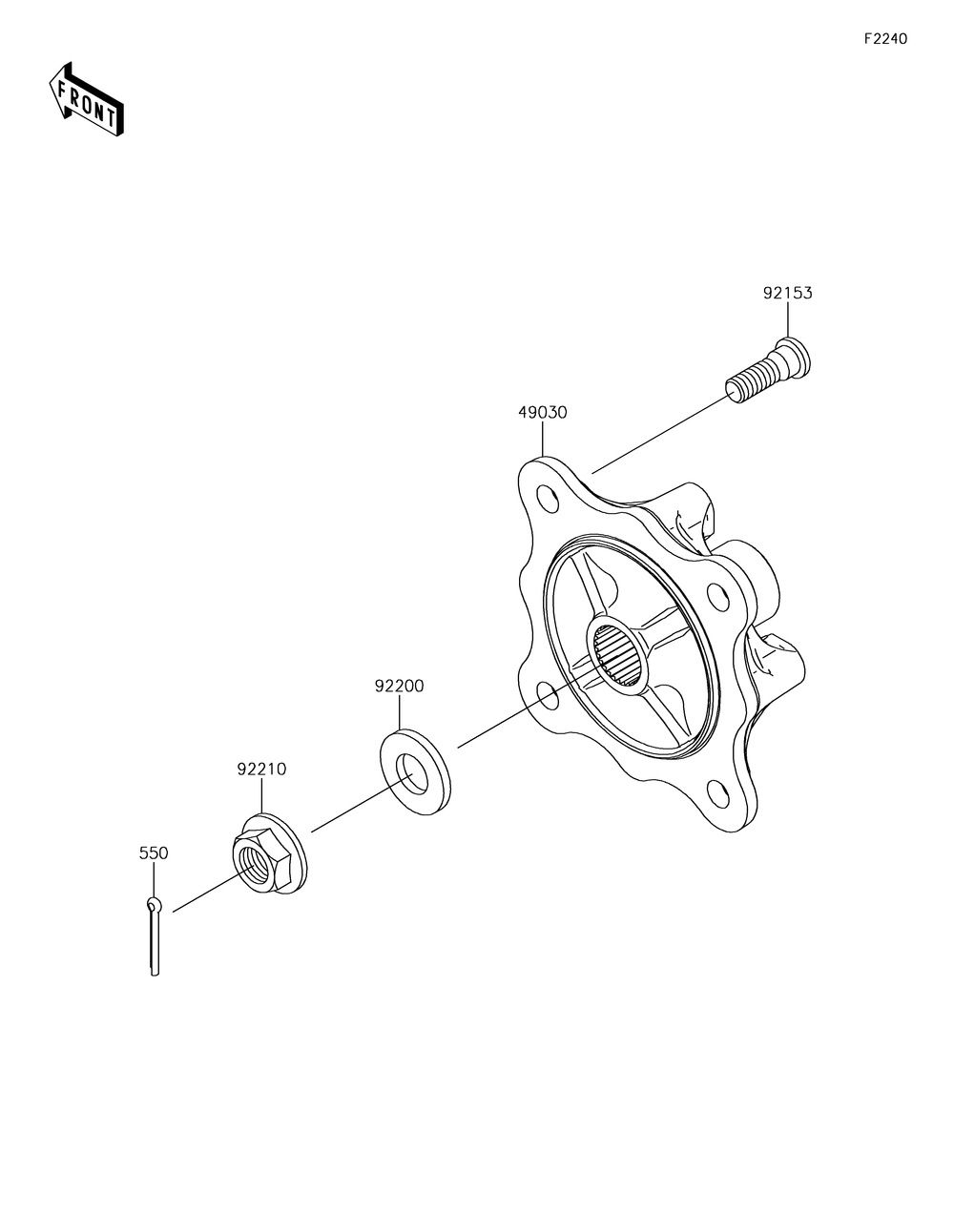 Rear Hubs/Brakes Diagram and Parts List for KAF1000HJF 2018 Kawasaki Lawn Tractor Accessories