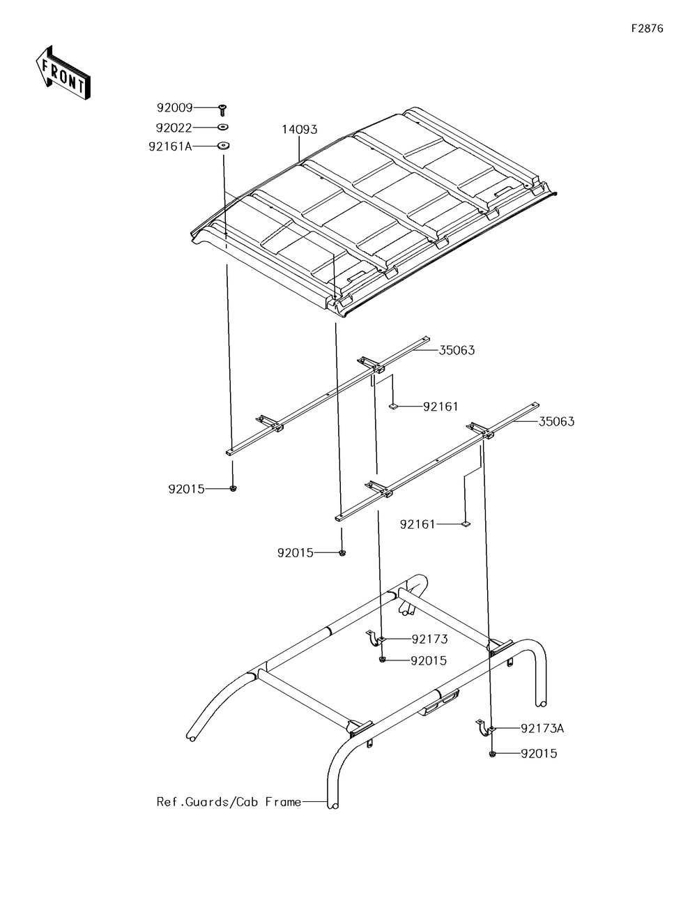 Sun Top Diagram and Parts List for KAF620TJF 2018 Kawasaki Lawn Tractor Accessories