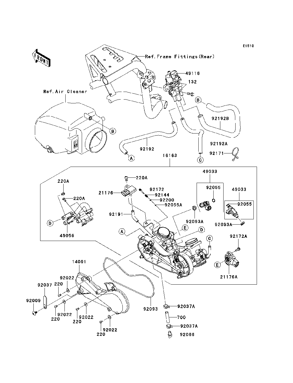 Throttle Diagram and Parts List for KRF750TAF 2010 Kawasaki Lawn Tractor Accessories