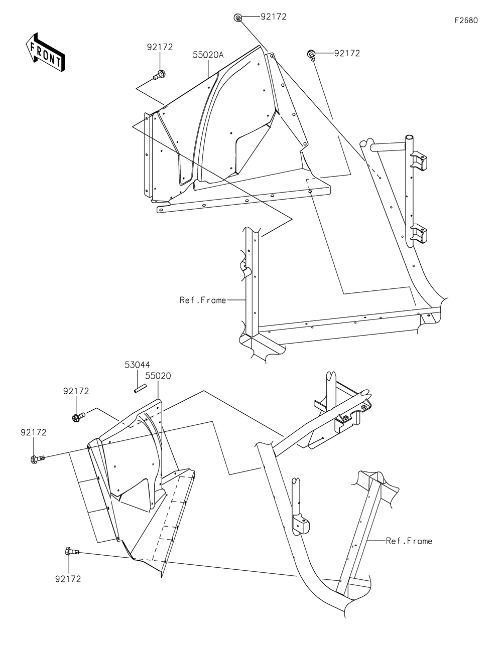 Guard Diagram and Parts List for KRF800JNFNL 2022 Kawasaki Lawn Tractor Accessories