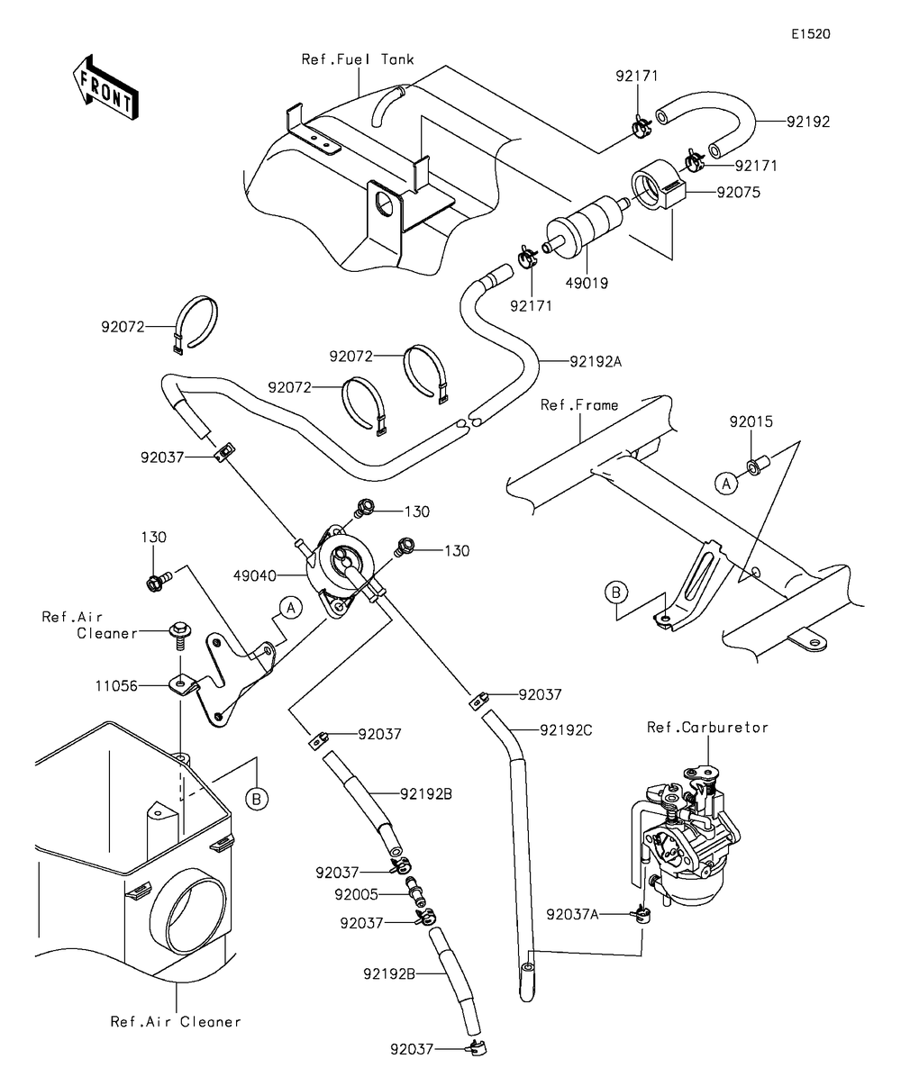 Fuel Pump Diagram and Parts List for KAF400EGF 2016 Kawasaki Lawn Tractor Accessories