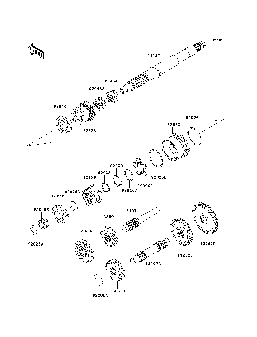 Transmission Diagram and Parts List for KRF750RDF 2013 Kawasaki Lawn Tractor Accessories