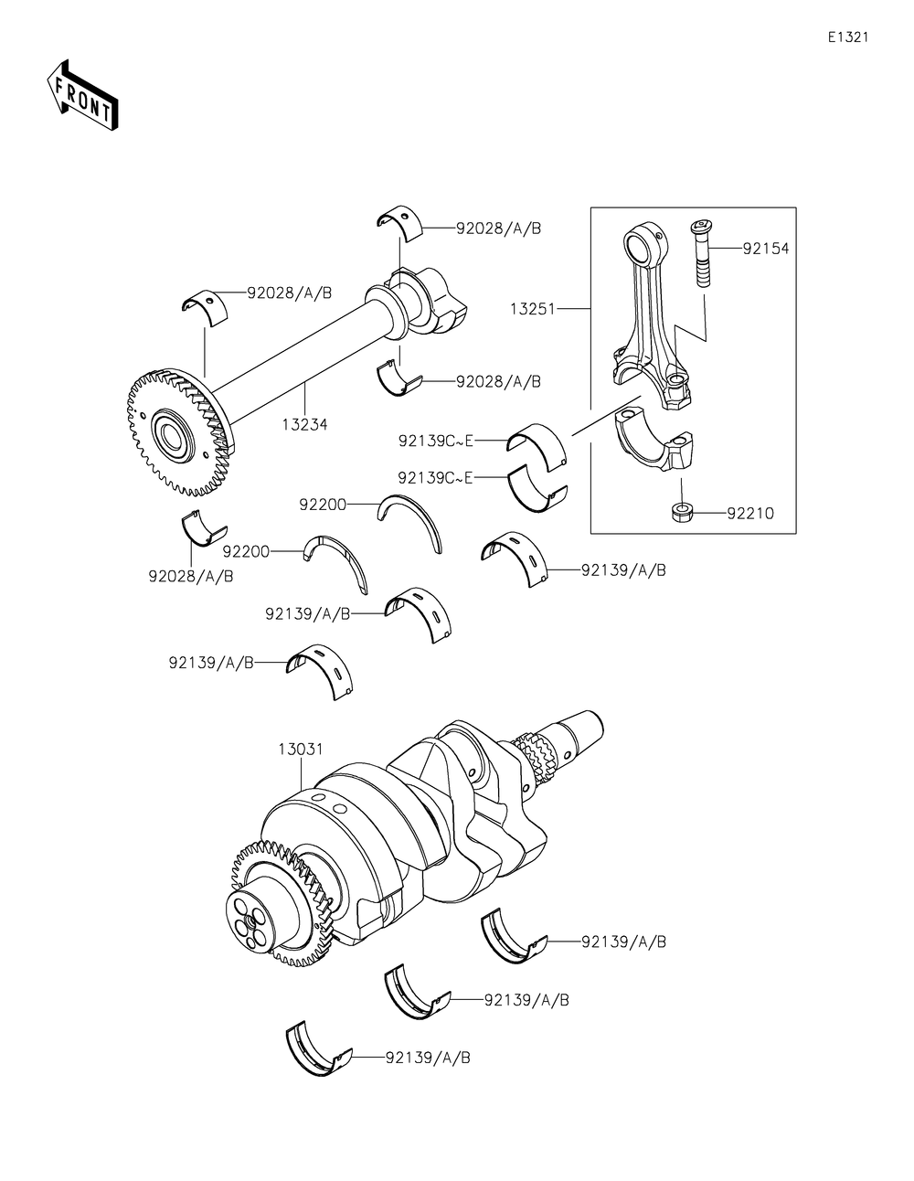 Crankshaft Diagram and Parts List for KRF1000APFNN 2023 Kawasaki Lawn Tractor Accessories