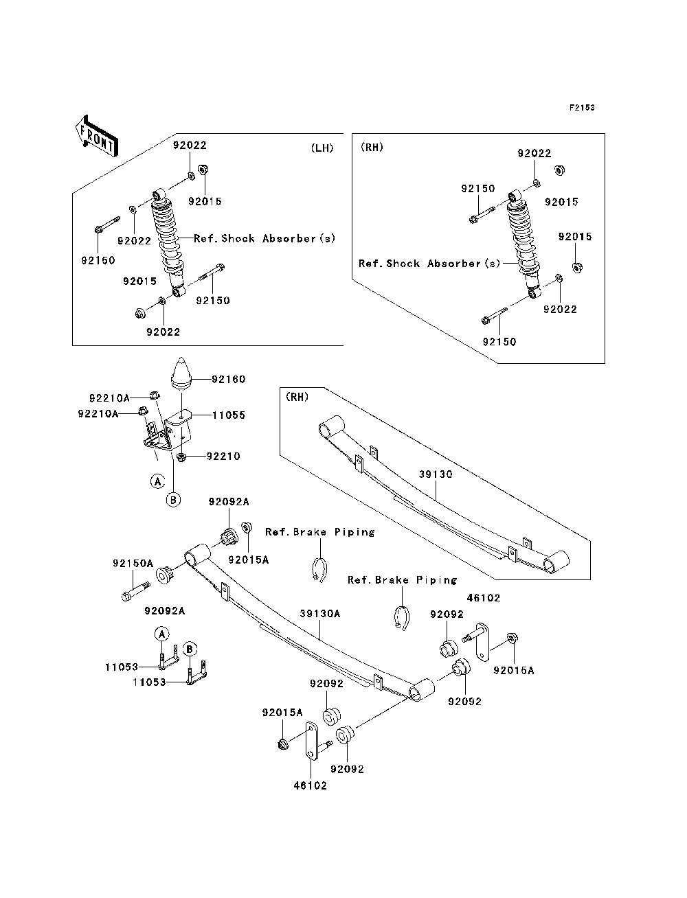 Rear Suspension Diagram and Parts List for KAF950D8F 2008 Kawasaki Lawn Tractor Accessories