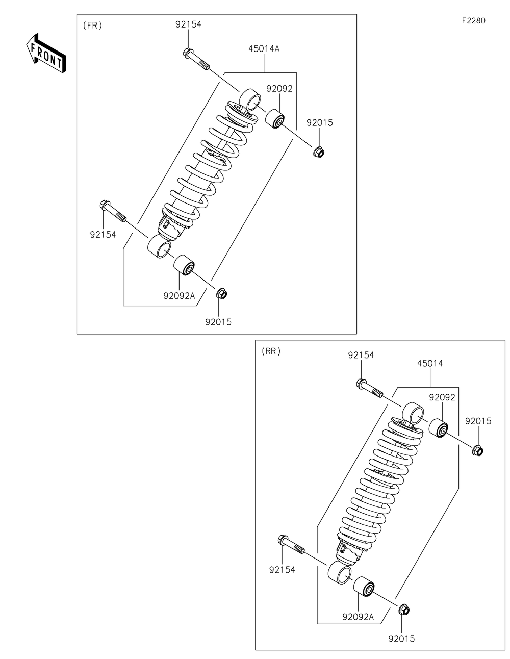 Shock Absorber Diagram and Parts List for KAF1000AMFNN 2021 Kawasaki Lawn Tractor Accessories