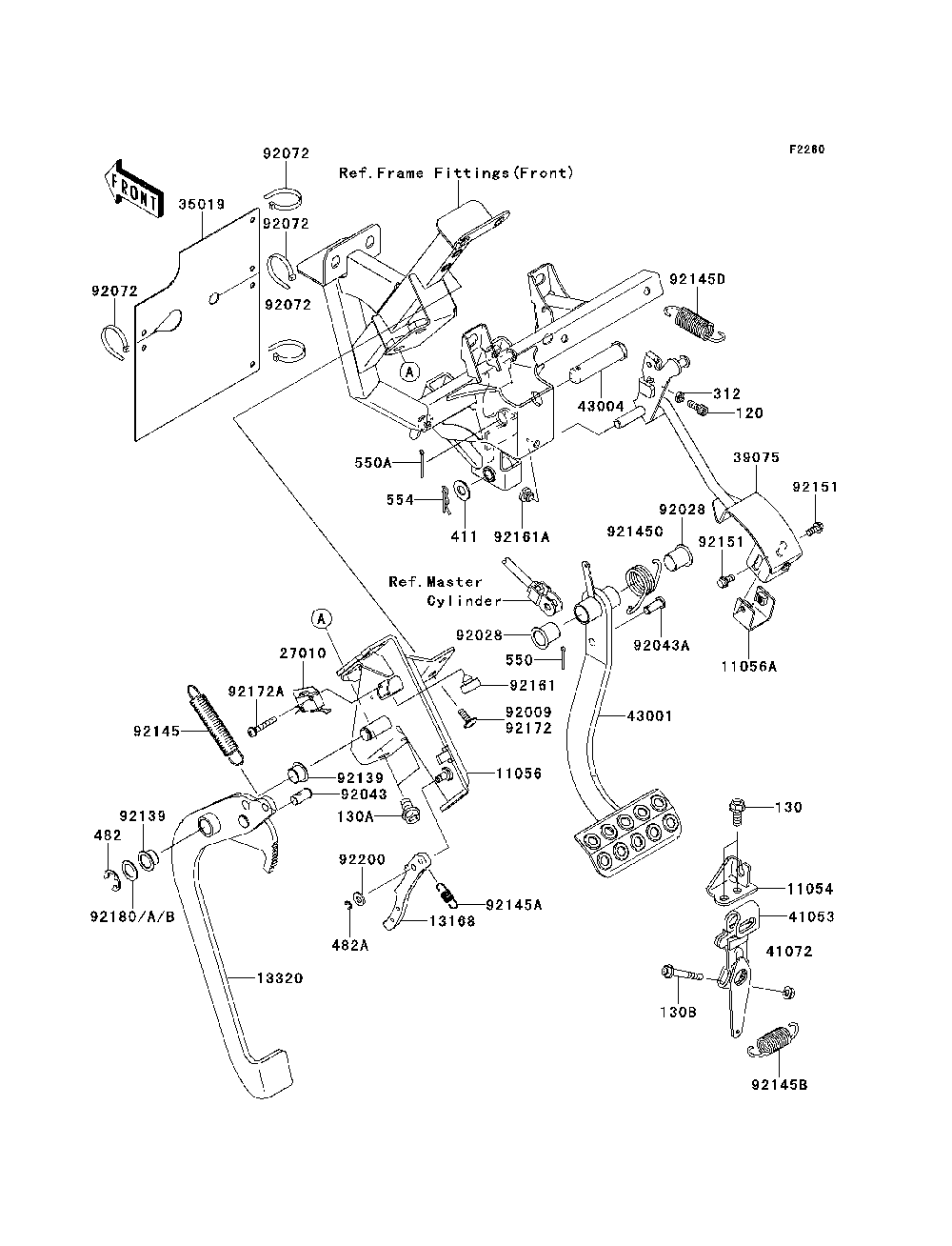 Brake Pedal/Throttle Lever Diagram and Parts List for KRF750NCS 2012 Kawasaki Lawn Tractor Accessories