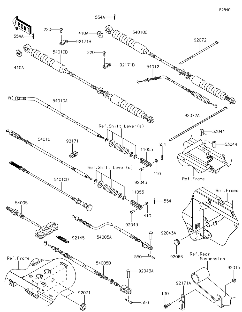 Cables Diagram and Parts List for KAF620RHF 2017 Kawasaki Lawn Tractor Accessories