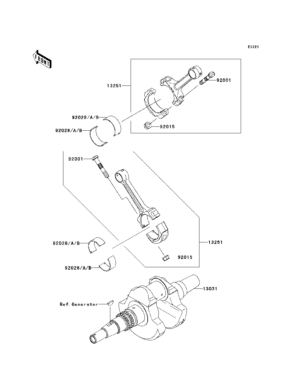 Crankshaft Diagram and Parts List for KRF750SCSA 2012 Kawasaki Lawn Tractor Accessories