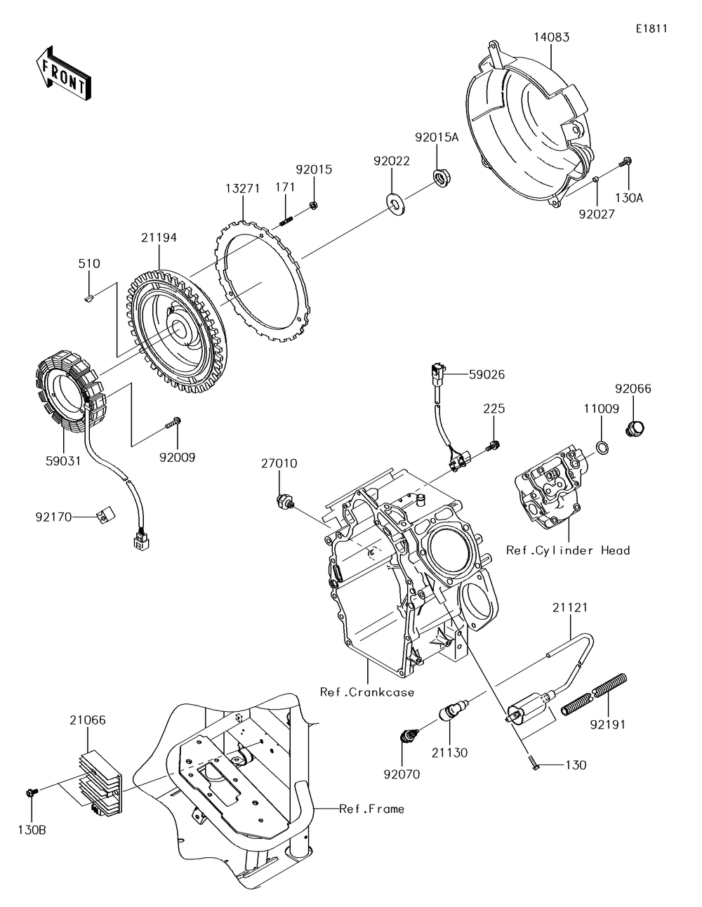Generator/Ignition Coil Diagram and Parts List for KAF620SGF 2016 Kawasaki Lawn Tractor Accessories