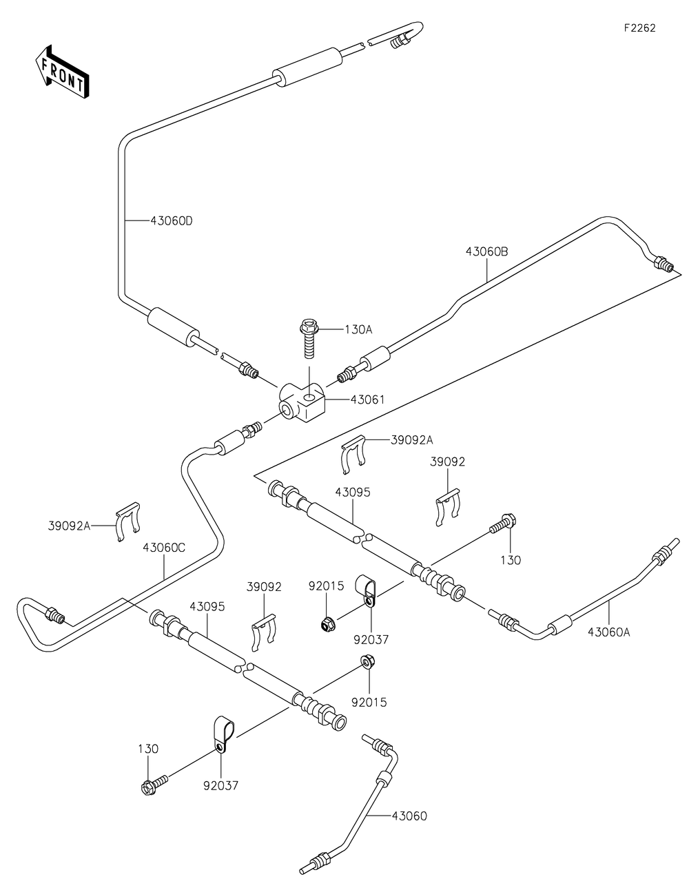 Brake Piping Diagram and Parts List for KAF620RMFNN 2021 Kawasaki Lawn Tractor Accessories
